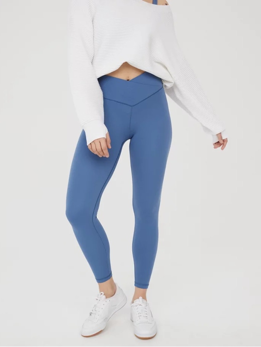 OFFLINE By Aerie Real Me High Waisted Crossover Leggings Dusty Blue Size XL